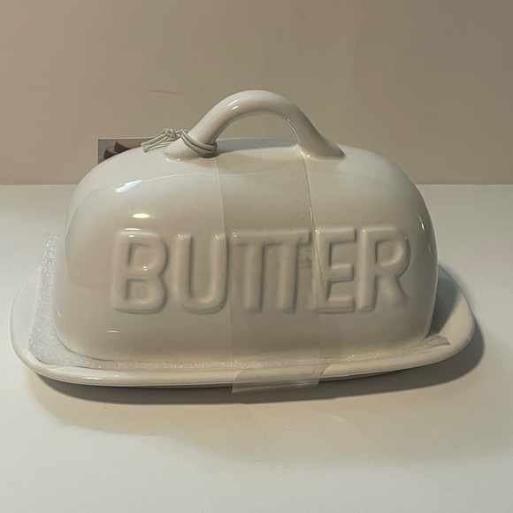 White Ceramic Butter Dish New - Picture 1 of 5
